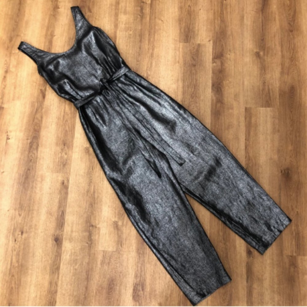 ELK Australia, black/silver linen jumpsuit, size 4 - Picture 3 of 8